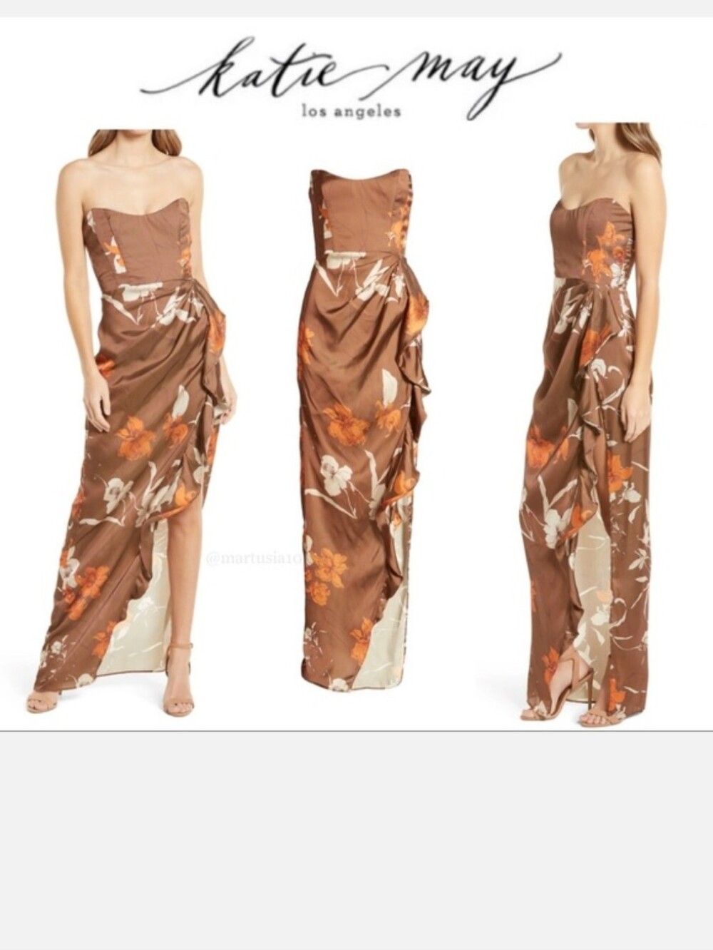 Katie May Baby Cakes Gown Cocoa Mocha Latte Floral XS NWT $345